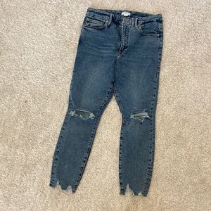Good American High Rise Chewed Raw Hem Jeans